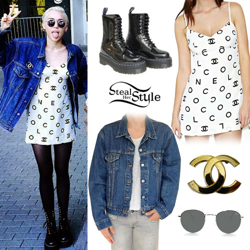 Miley Cyrus: Chanel Dress, Denim Jacket