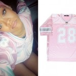 Rihanna: Pink Athletic Jersey