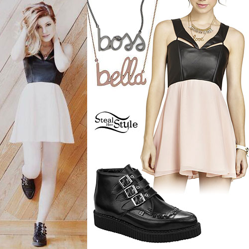 Sydney Sierota: Leather Bodice Dress Outfit