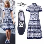 Taylor Swift: Lace Print Dress, Navy Keds