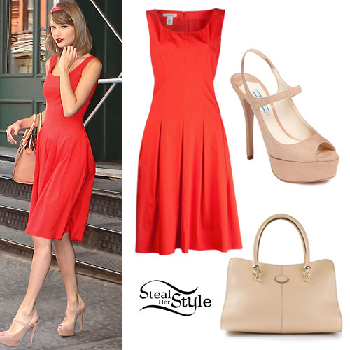 Taylor Swift: Red Dress, Open Toe Heels