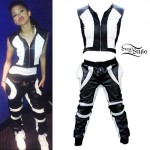 Zendaya: Colorblock Leather Joggers & Vest