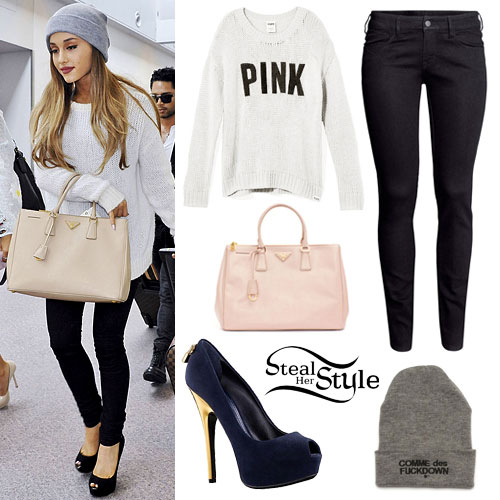 Ariana Grande: White Sweater, Platform Pumps