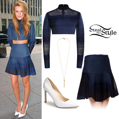 Bella Thorne: Blue Gradient Top & Skirt