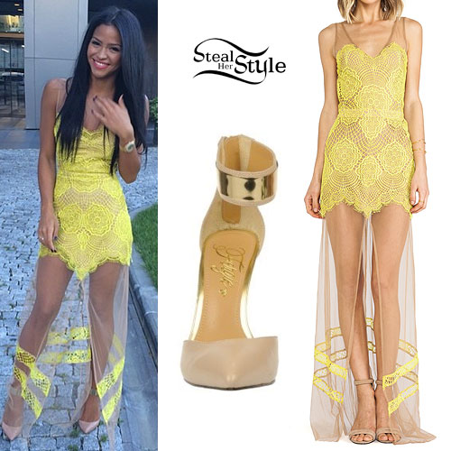Cassie: Yellow Sheer Lace Maxi Dress