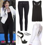 Demi Lovato: White Jacket, Black Sandals
