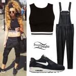 Elle Eyre: Stripe Band Crop Top, Black Nikes