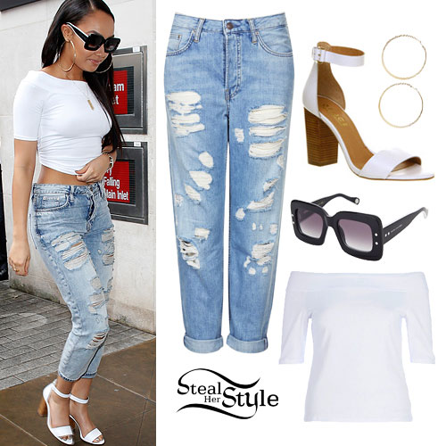 Leigh Anne Pinnock: Ripped Jeans, White Top | Steal Her Style