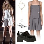 Lorde: White Button Playsuit, Black Oxfords