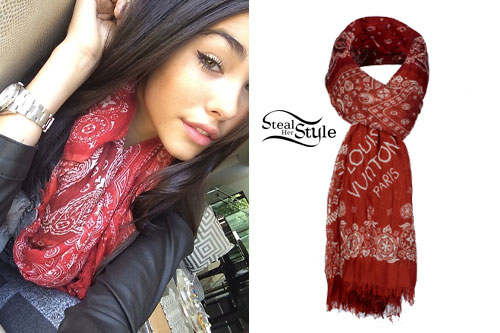 Madison Beer: Red Paisley Scarf