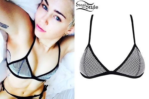 Miley Cyrus: Contrast Fishnet Bikini Top