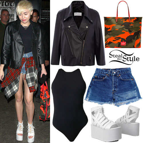 Miley Cyrus: Leather Jacket, Vintage Shorts