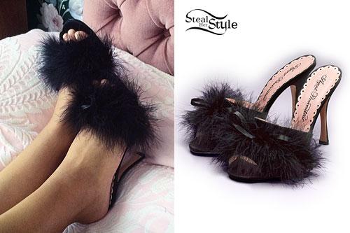 Natalia Kills: Black Feather Sandals