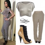 Nicki Minaj: Chainmail Top, Geo Print Pants