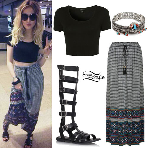 Perrie Edwards: Maxi Skirt, Gladiator Sandals