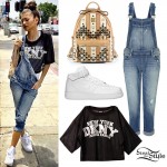 Zendaya: DKNY Athletic Top, Denim Overalls