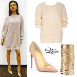 Zendaya Coleman: Sweater Dress, Nude Pumps
