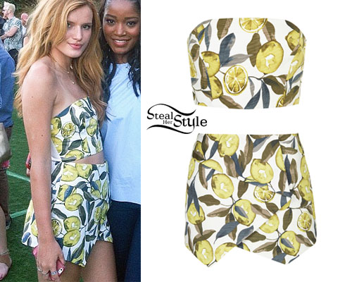 Bella Thorne: Lemon Print Top & Skirt