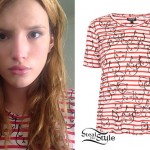 Bella Thorne: Striped Cat Print T-Shirt