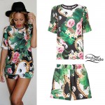 Beyoncé: Leaf and Chain Print T-Shirt & Shorts