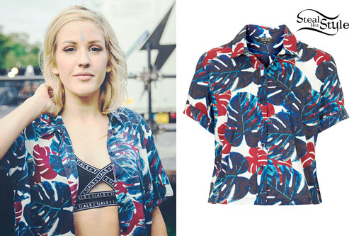 Ellie Goulding: Leaf Print Button-Up