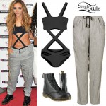Jade Thirlwall: Cutout Bodysuit, Grey Pants