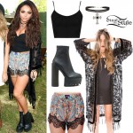 Jesy Nelson: Black Kimono, Printed Shorts