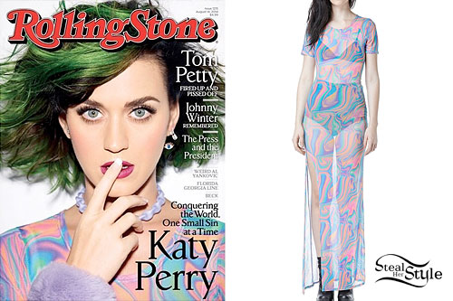 Katy Perry: Rainbow Marble Print Dress