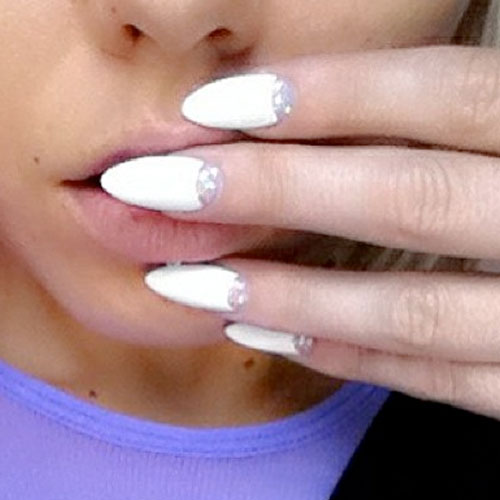 Kerli White Half Moon, Negative Space Nails | Steal Her Style