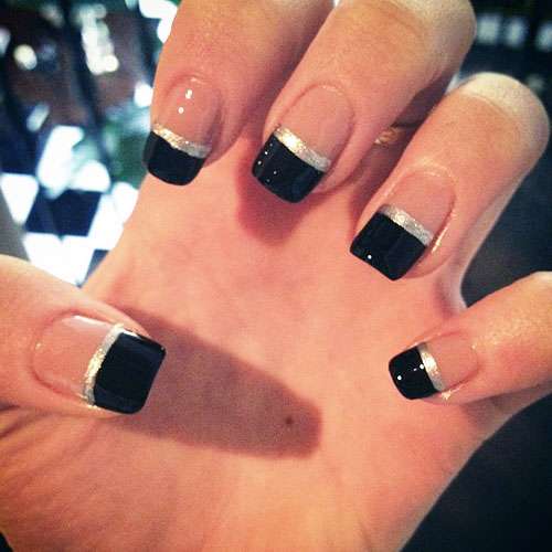 Kylie Jenner Black, Clear Colorblock, French Manicure, Stripes Nails ...