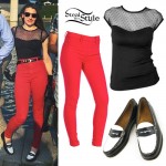 Lauren West: Mesh Top, Penny Loafers