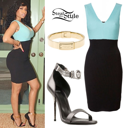 Nicki Minaj: Blue & Black Colorblock Dress
