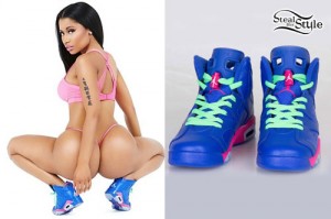 nicki minaj blue jordans