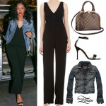 Rihanna: Black Jumpsuit, Denim Jacket