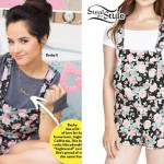 Becky G: Black Floral Overall Shorts