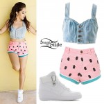 Becky G: Denim Bustier, Watermelon Shorts