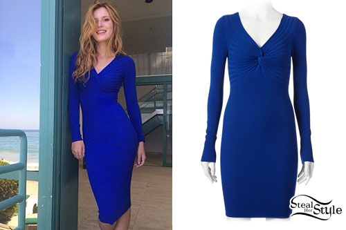 Bella Thorne: Blue Long Sleeve Dress