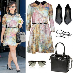 Demi Lovato: Collar Dress Outfit | Steal Her Style