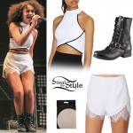 Leigh-Anne Pinnock: Crop Top, Lace Trim Shorts