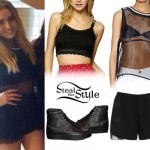 Perrie Edwards: Mesh Tank, Lace Trim Shorts