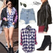 Selena Gomez: Plaid Shirt, Shredded Shorts | Steal Her Style