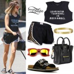 Vanessa Hudgens: Tiger Shorts, Birkenstock Sandals