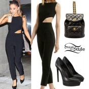 Ariana Grande: Cutout Jumpsuit, Black Pumps | Steal Her Style