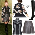 Bella Thorne: Lace Blouse, Leather Skirt