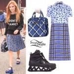 Bella Thorne: Blue Plaid Dress & Bag