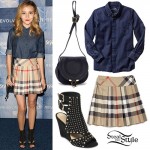 G Hannelius: Denim Shirt, Plaid School Skirt