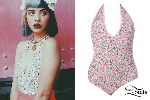 Melanie Martinez: Pink Floral Halter Bodysuit