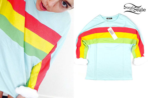Miley Cyrus: Rainbow Sweatshirt Dress
