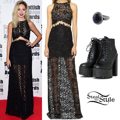 Nina Nesbitt: Black Lace Dress Outfit