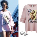 Rihanna: Pink Tupac Oversized T-Shirt